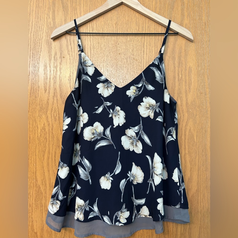Sienna Sky floral cami, Small, blouse camisole spaghetti strap navy blue v-neck